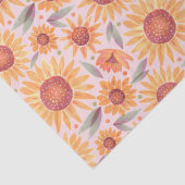 Gele zonnebloemen Blush Roze Waterverf Tissuepapier (Detail)