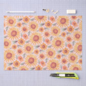 Gele zonnebloemen Blush Roze Waterverf Tissuepapier (Craft)