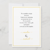 Gele zonnebloemen, boog met foto herfst bruiloft bedankkaart (Achterkant)