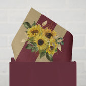 Gele zonnebloemen, Bourgogne en goudstaven Tissuepapier