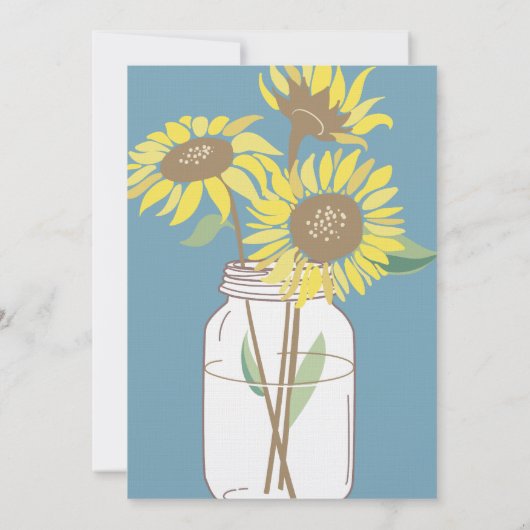 Gele zonnebloemen bruiloft kaart (Achterkant)