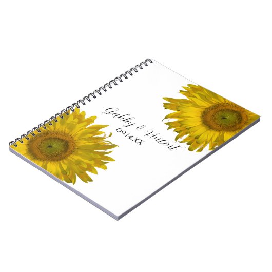 Gele zonnebloemen bruiloft notitieboek (Linkerzijde)