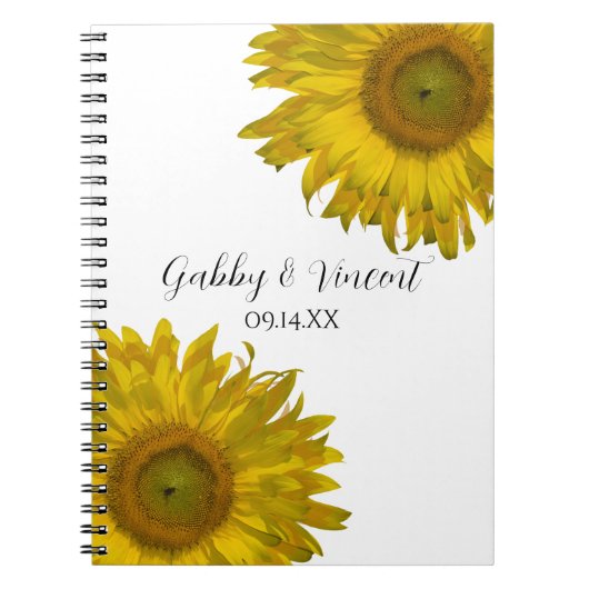 Gele zonnebloemen bruiloft notitieboek (Voorkant)