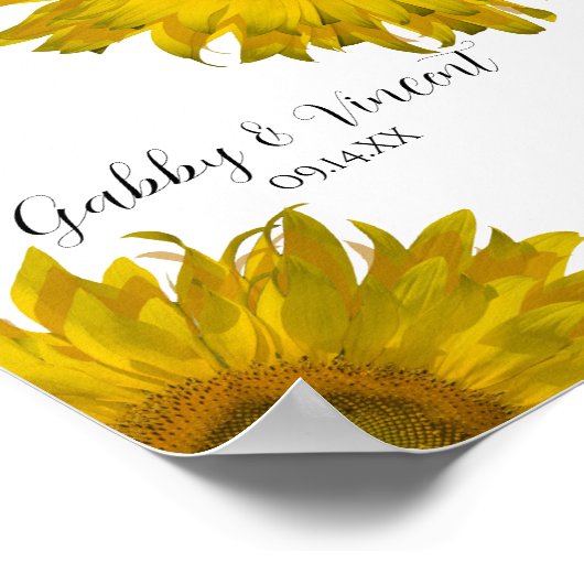 Gele zonnebloemen bruiloft poster (Hoek)