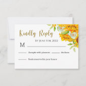 Gele zonnebloemen bruiloft RSVP kaartje (Voorkant)