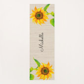 Gele Zonnebloemen Bruin Rustieke Bloemen Yoga Mat (Voorkant)