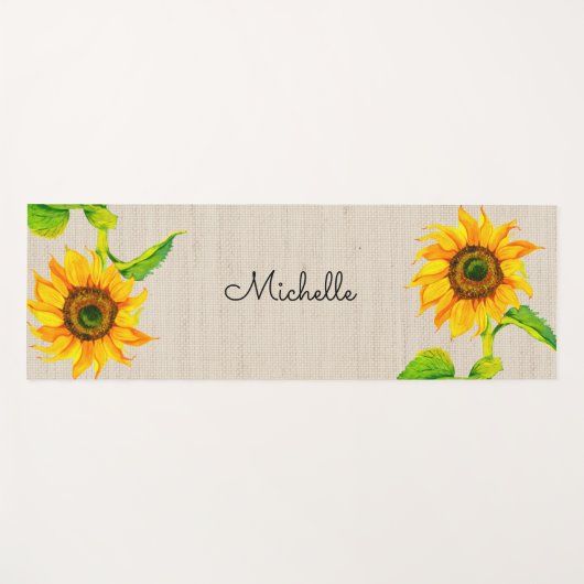 Gele Zonnebloemen Bruin Rustieke Bloemen Yoga Mat (Voorkant (horizontaal))
