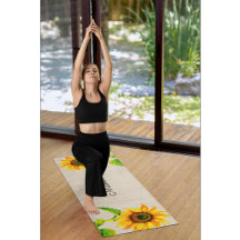Gele Zonnebloemen Bruin Rustieke Bloemen Yoga Mat
