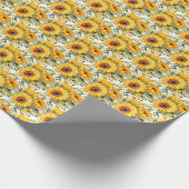 Gele zonnebloemen cadeaupapier (Hoek)