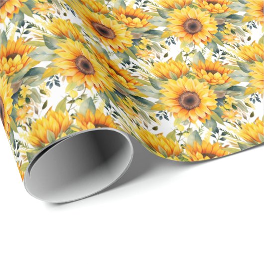 Gele zonnebloemen cadeaupapier (Rol Hoek)