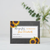 Gele zonnebloemen chique bruid om recept kaart (Staand voorkant)