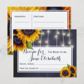 Gele zonnebloemen chique marine bruid om recept te briefkaart (Voorkant / Achterkant)