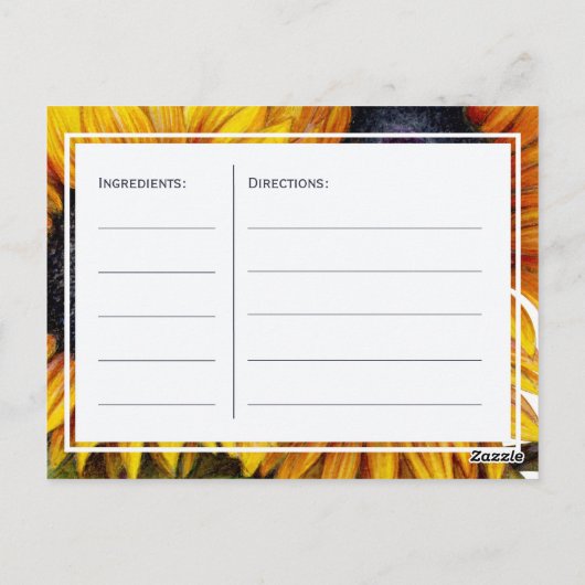 Gele zonnebloemen chique marine bruid om recept te briefkaart (Achterkant)