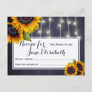 Gele zonnebloemen chique marine bruid om recept te briefkaart