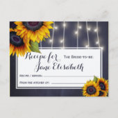 Gele zonnebloemen chique marine bruid om recept te briefkaart (Voorkant)
