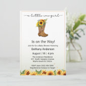 Gele Zonnebloemen Cowgirl op de Weg Baby shower Kaart (Staand voorkant)
