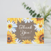 Gele Zonnebloemen Daisies Baby shower Dank u Bedankkaart (Staand voorkant)