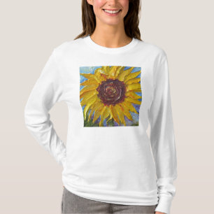 Gele zonnebloemen, dames met lange mouwen (gemonte t-shirt