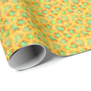 Gele Zonnebloemen Ditsy Wrapping Paper Cadeaupapier