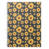 Gele zonnebloemen Donker Blauw Patroon Notitieboek (Voorkant)
