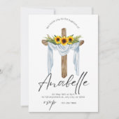 Gele zonnebloemen doop bloemenuitnodiging kaart (Voorkant)