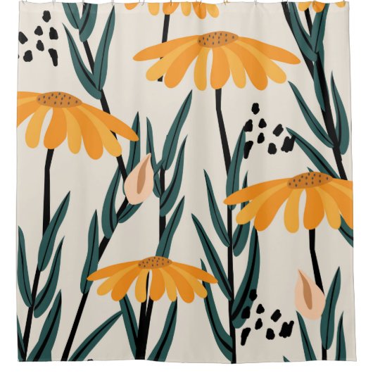 Gele zonnebloemen douchegordijn (Voorkant)