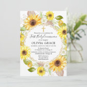 Gele zonnebloemen Eerste Heilige Communie Kaart (Staand voorkant)