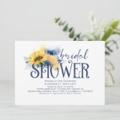 Gele zonnebloemen Elegant Navy Blue Vrijgezellenfe Kaart (Staand voorkant)