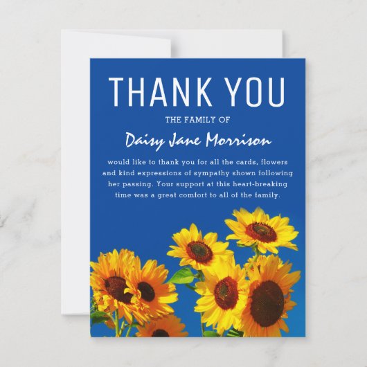 Gele zonnebloemen en blauwe hemden Hartelijk dank Bedankkaart (Voorkant)