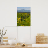 Gele zonnebloemen en gebergten poster (Keuken)