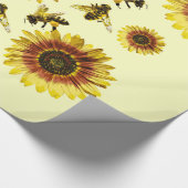 Gele zonnebloemen en het zomerpatroon van honingbi cadeaupapier (Hoek)