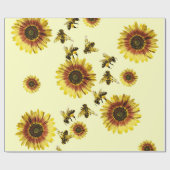 Gele zonnebloemen en het zomerpatroon van honingbi cadeaupapier (Vlak)