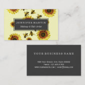 Gele zonnebloemen en het zomerpatroon van honingbi visitekaartje (Voorkant / Achterkant)