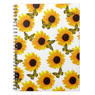 Gele zonnebloemen en vlinders, notitieboek