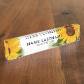 Gele zonnebloemen Floral Botanische White Titel Naambordje (Zijkant)