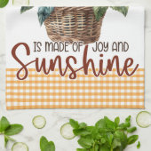 Gele Zonnebloemen Floral Gingham Zonneschijn Joy Theedoek (Gevouwen)