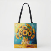 Gele Zonnebloemen gepersonaliseerd Tote Bag (Voorkant)