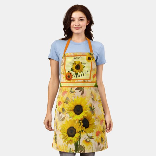 Gele zonnebloemen Geplakt Controle Schijnbaar Koke Schort (Gedragen)