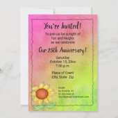 Gele zonnebloemen Getextureerd Roze Groen Jubileum Kaart (Achterkant)