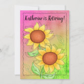 Gele zonnebloemen Getextureerde roze groene retime Kaart (Voorkant)