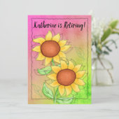 Gele zonnebloemen Getextureerde roze groene retime Kaart (Staand voorkant)