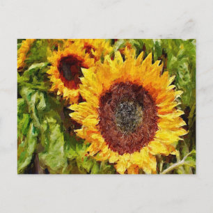 Gele zonnebloemen, geverfd briefkaart