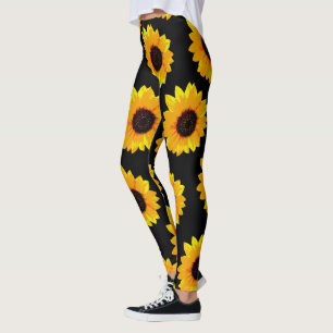 Gele zonnebloemen, geverfd met olie, leggings