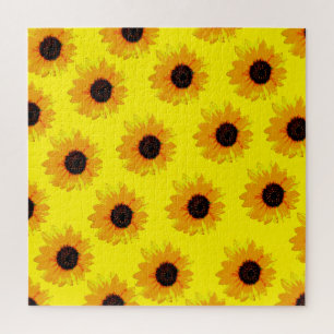 Gele zonnebloemen, geverfd met olie, legpuzzel