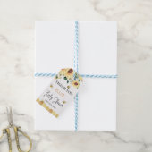 Gele zonnebloemen, gezoet als Baby shower Inv Cadeaulabel (Met Touw)