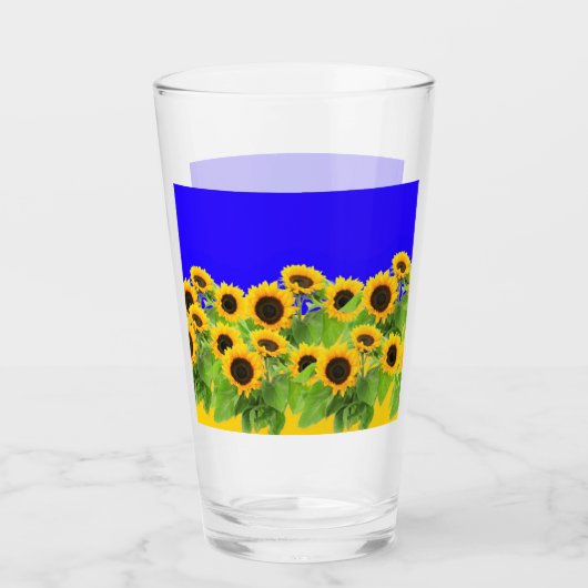 Gele Zonnebloemen Glas (Voorkant)