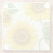 Gele zonnebloemen glazen onderzetter (Achterkant)