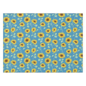 Gele zonnebloemen groene bladeren blauwe achtergro tafelkleed (Voorkant (Horizontaal))