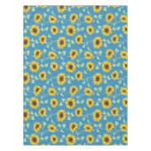 Gele zonnebloemen groene bladeren blauwe achtergro tafelkleed (Voorkant)