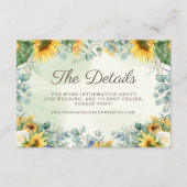 Gele zonnebloemen Groene Eucalyptus Weddenschap De Informatiekaartje (Voorkant)